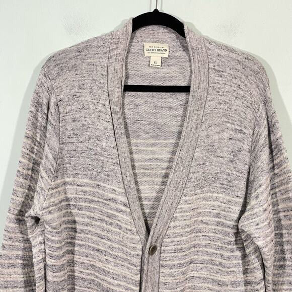 Lucky Brand Women's Space Knit Stripes Boho Button Up Cardigan Size XL - Picture 2 of 8